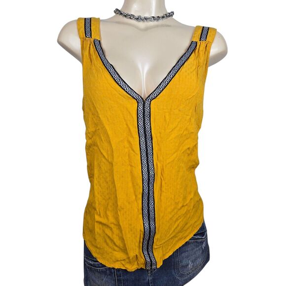 Wrangler Retro Strap Tank Top Sz M Sleeveless V-Neck Mustard Western Cowgirl - Picture 1 of 12